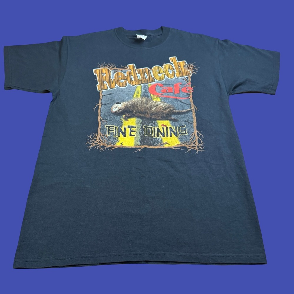 Redneck Cafe Road Kill Possum T Shirt L Funny Y2K Vintage Parody Graphic